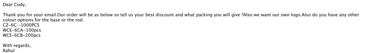 An Inquiry Email for Magnetic Base